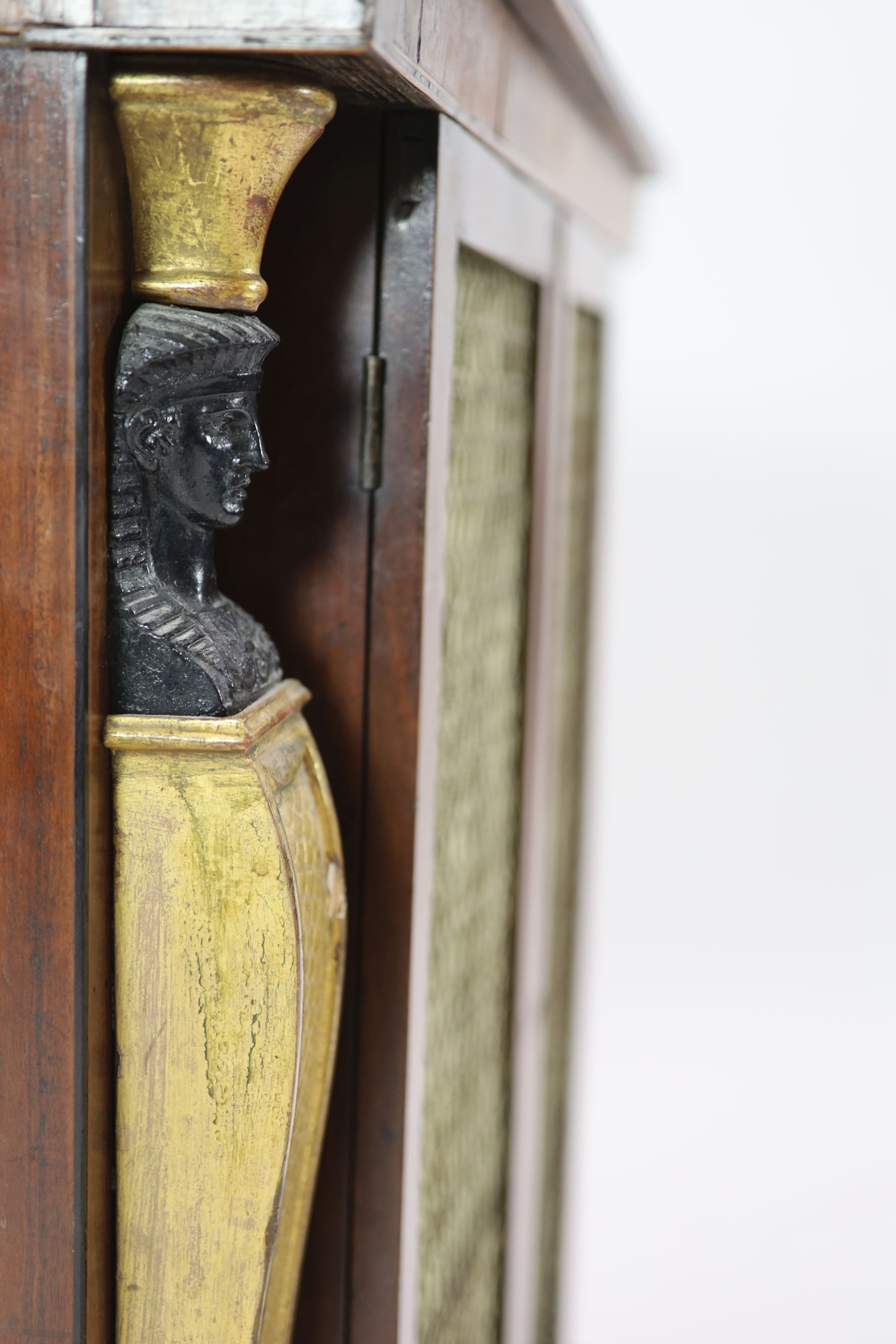 A Regency crossbanded mahogany dwarf bookcase, W.74cm D.40cm H.87cm